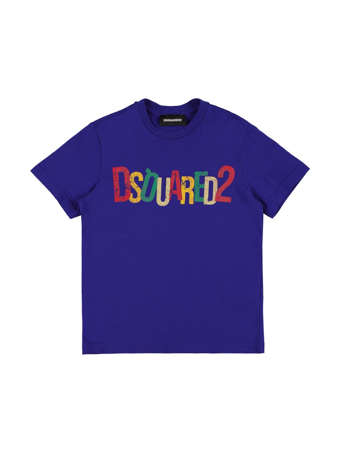 Dsquared2 Kids' Printed Cotton Jersey T-shirt In Blue