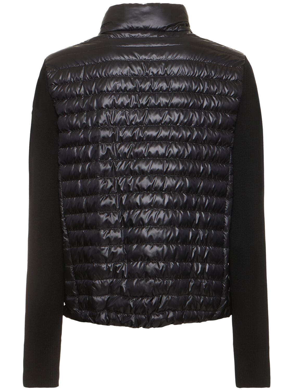 Shop Moncler Padded Wool Zip-up Down Cardigan In Black