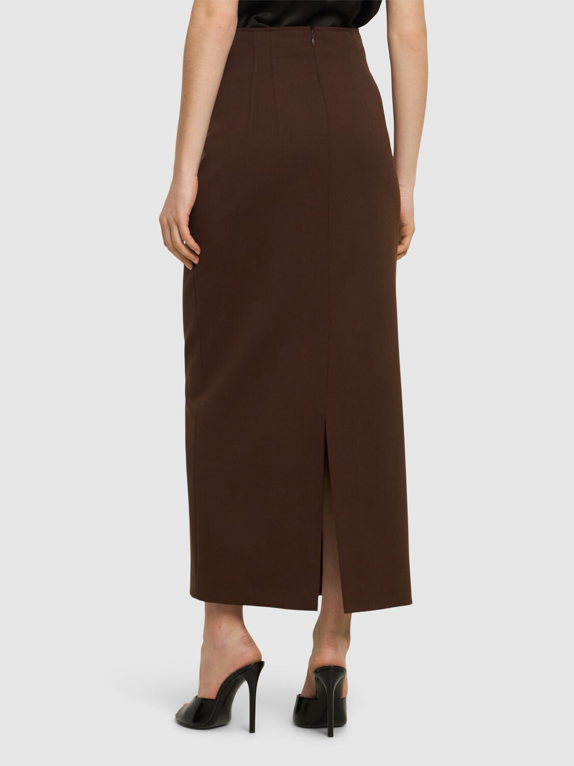 Shop The Andamane Shelby Wool Blend Maxi Skirt In Brown