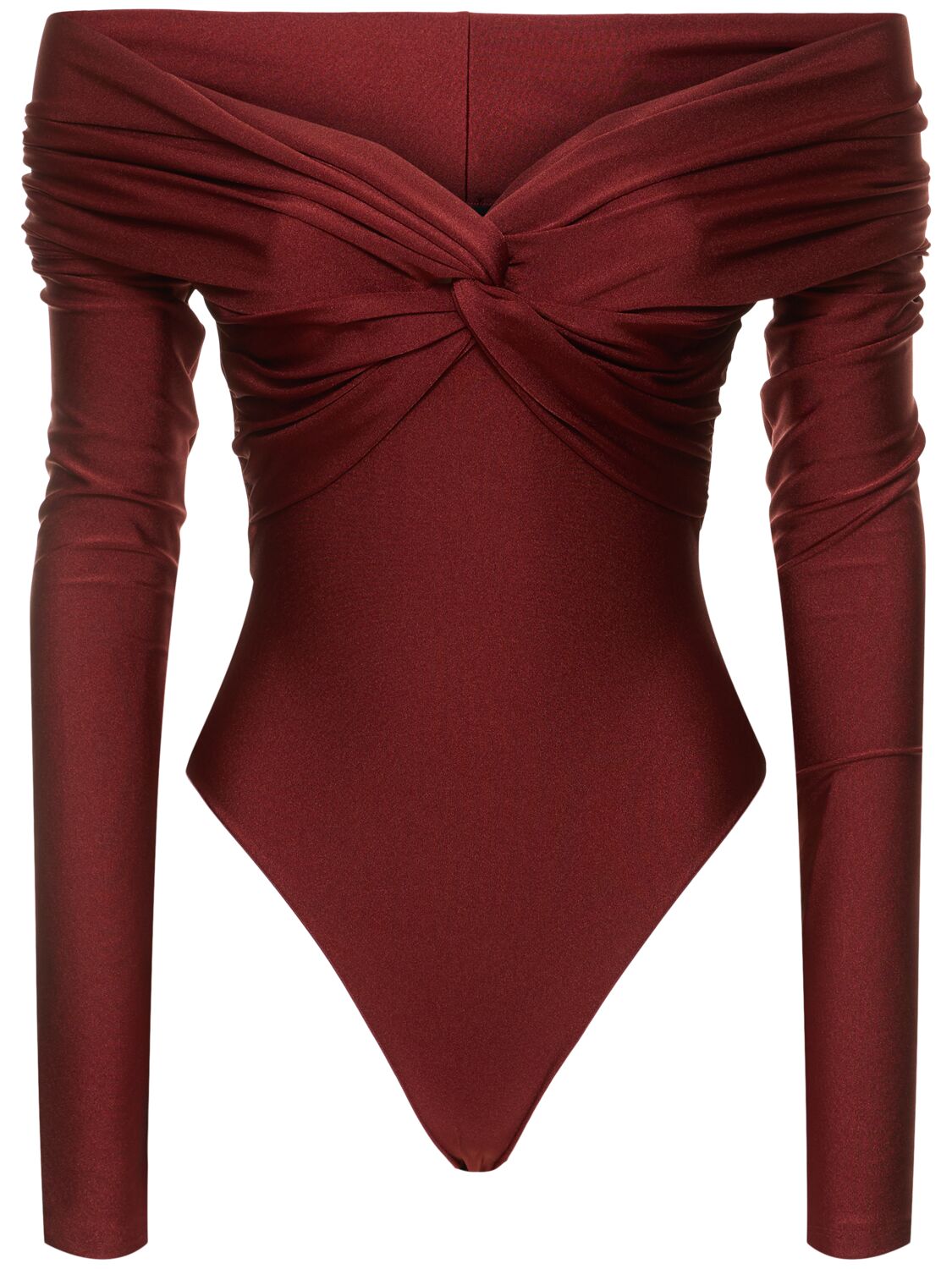 The Andamane Kendall Off-the-shoulder Lycra Bodysuit In Red
