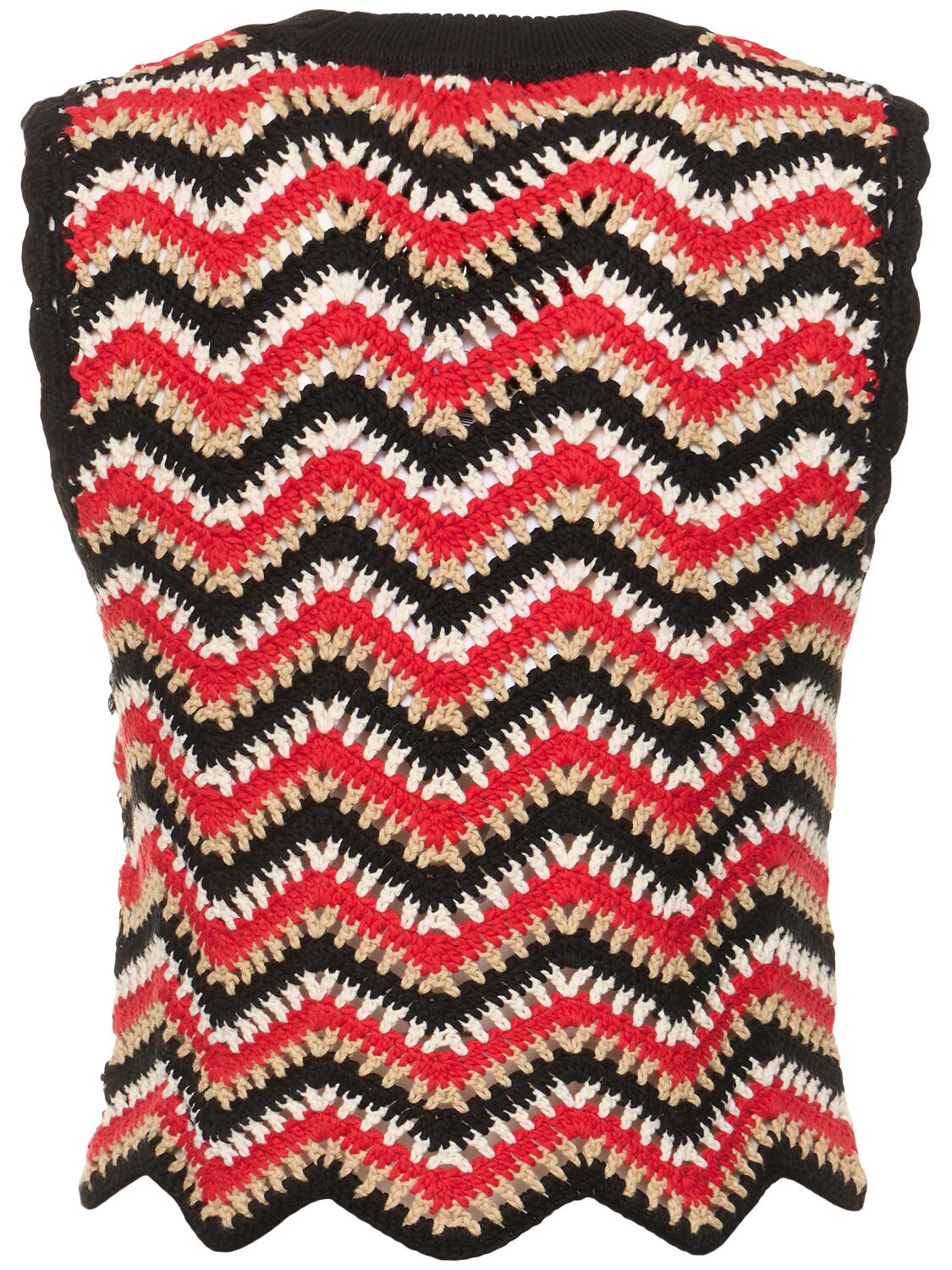 Shop Ganni Cotton Crochet Vest In Multicolor
