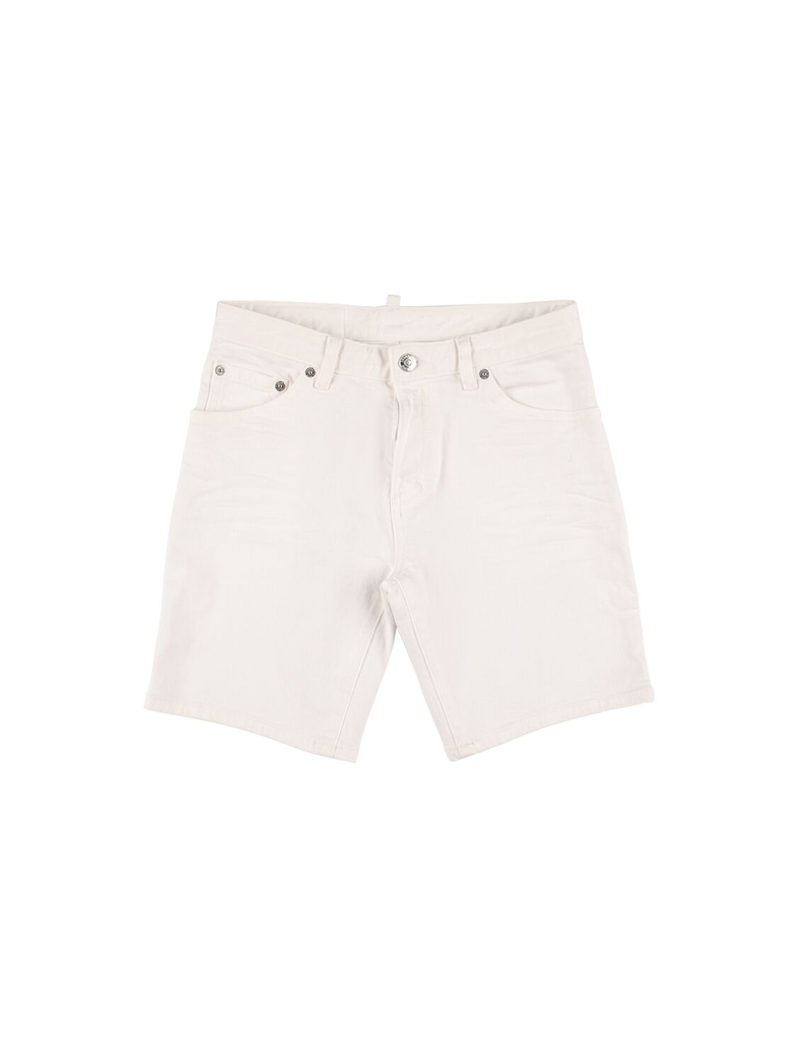 Dsquared2 Kids' Stretch Cotton Denim Shorts In White