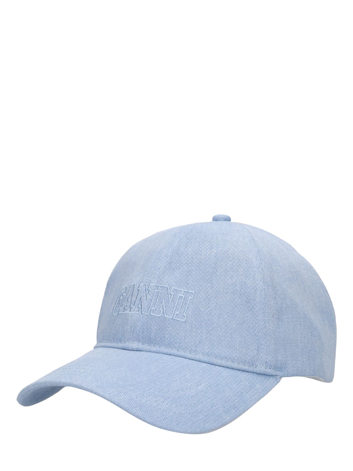 Shop Ganni Denim Baseball Cap In Light Blue
