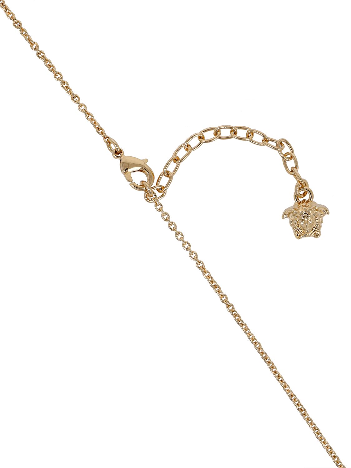 Shop Versace Metal Necklace Logo Charm In Gold
