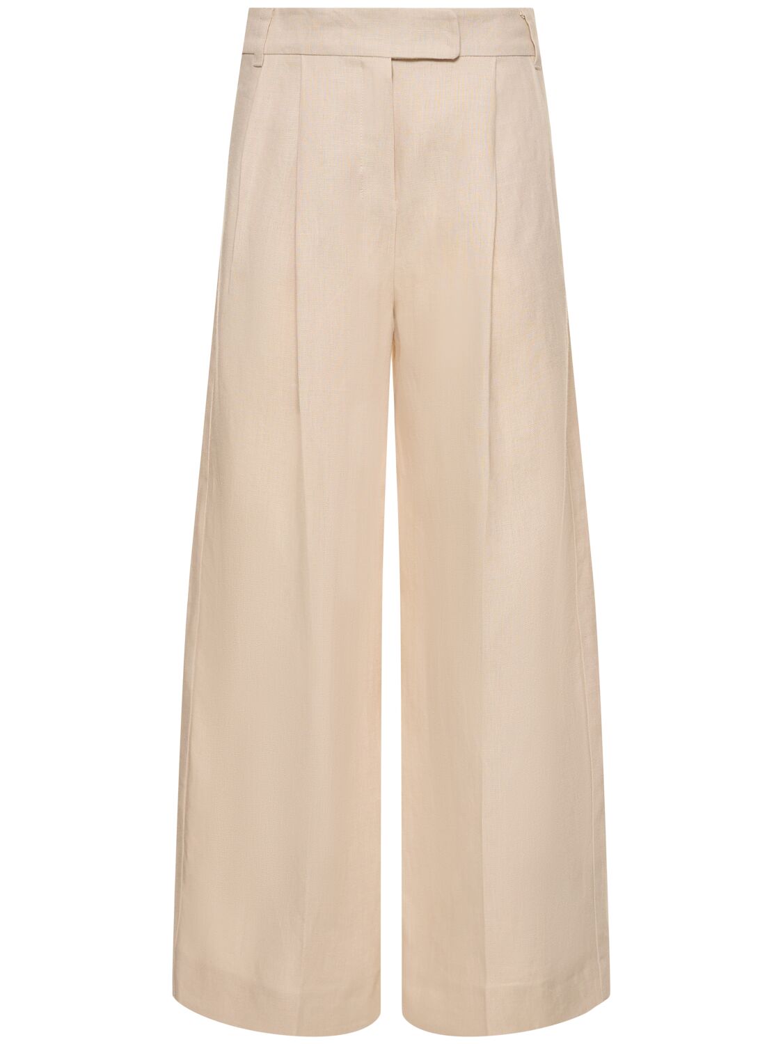 's Max Mara Lira Linen Pleated Wide Trousers In White
