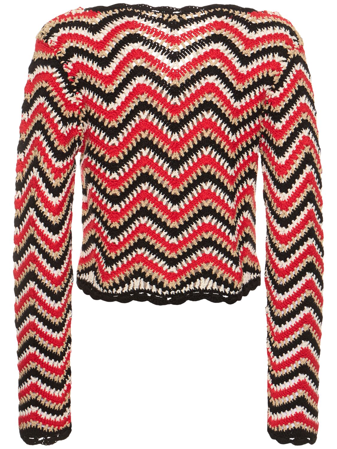 Shop Ganni Cotton Crochet Cardigan In Multicolor
