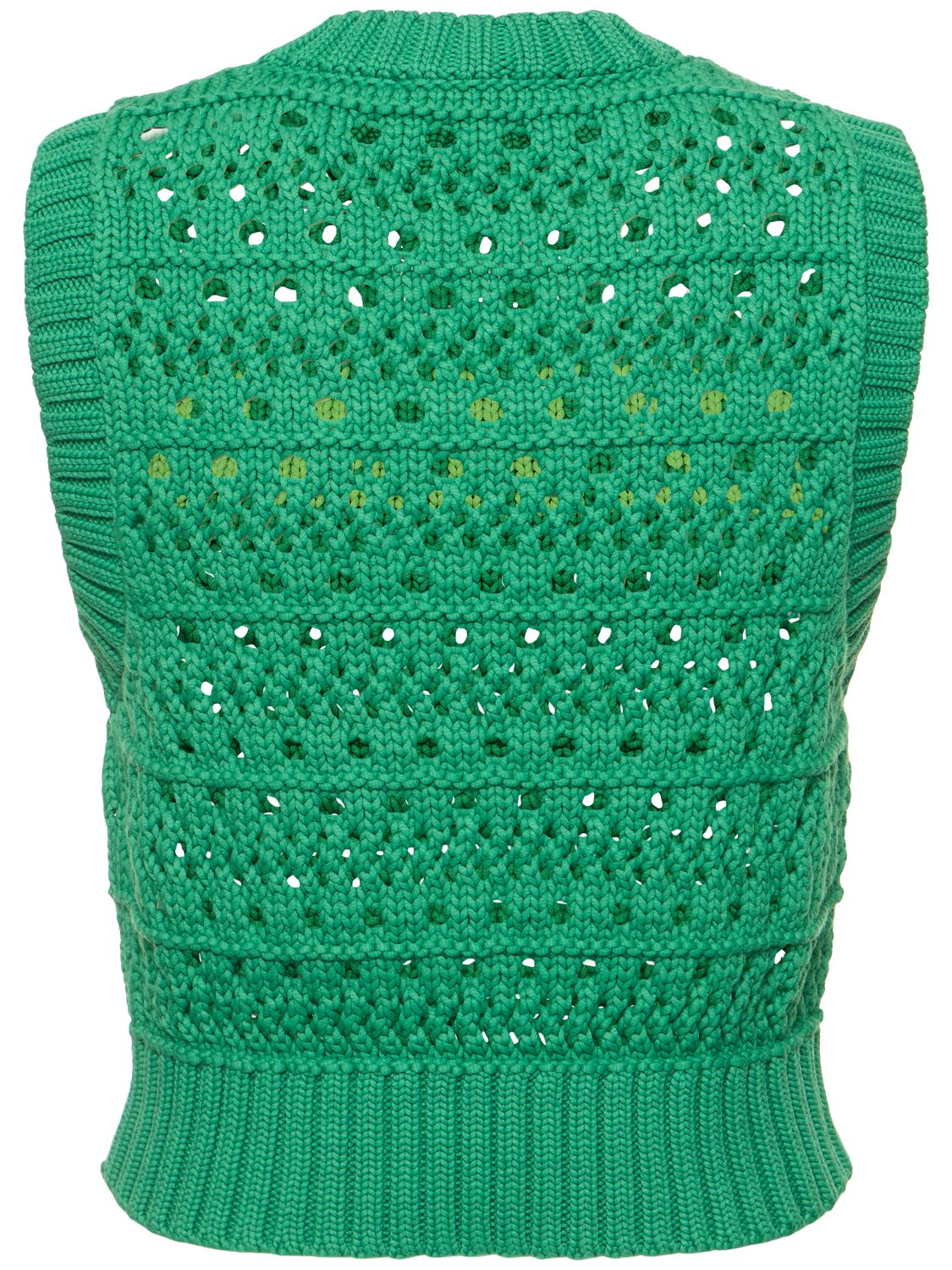 Shop Ganni Logo Rope Short Vest In Green