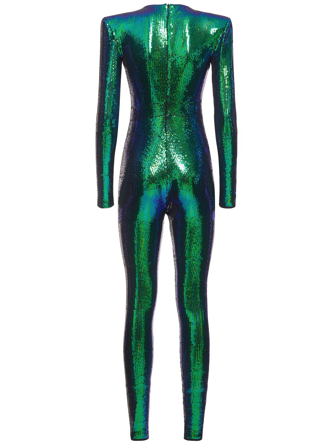 Shop Alexandre Vauthier Sequined Long Sleeve Jumpsuit In Multicolor