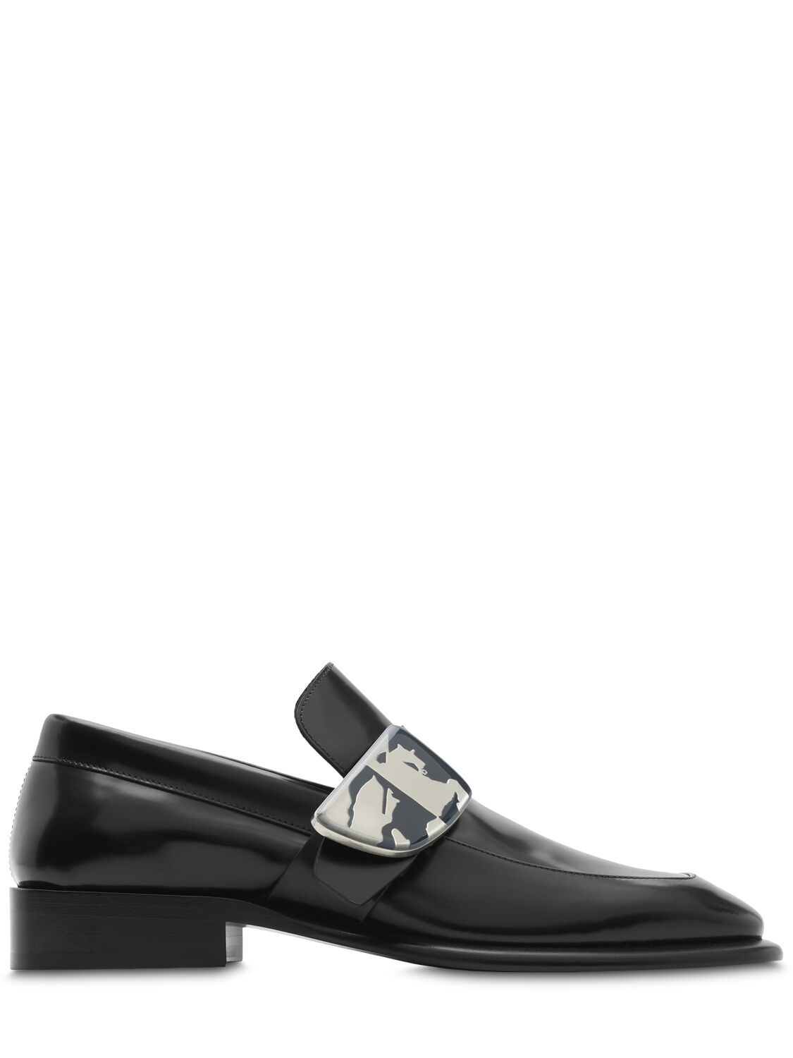 Burberry 10mm Schield Leather Loafers In Black