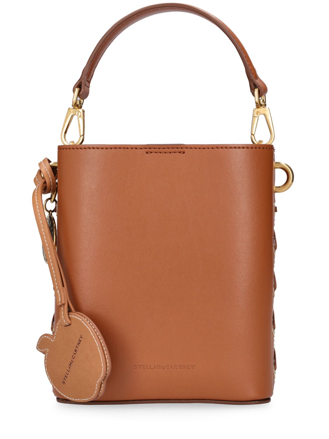 Stella Mccartney Logo Faux Leather Bucket Bag In Brown