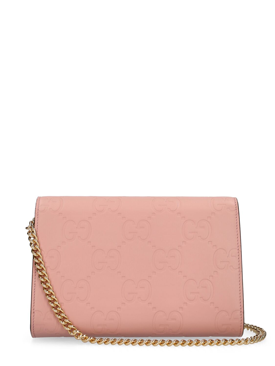 Shop Gucci Gg Leather Chain Wallet In Pink