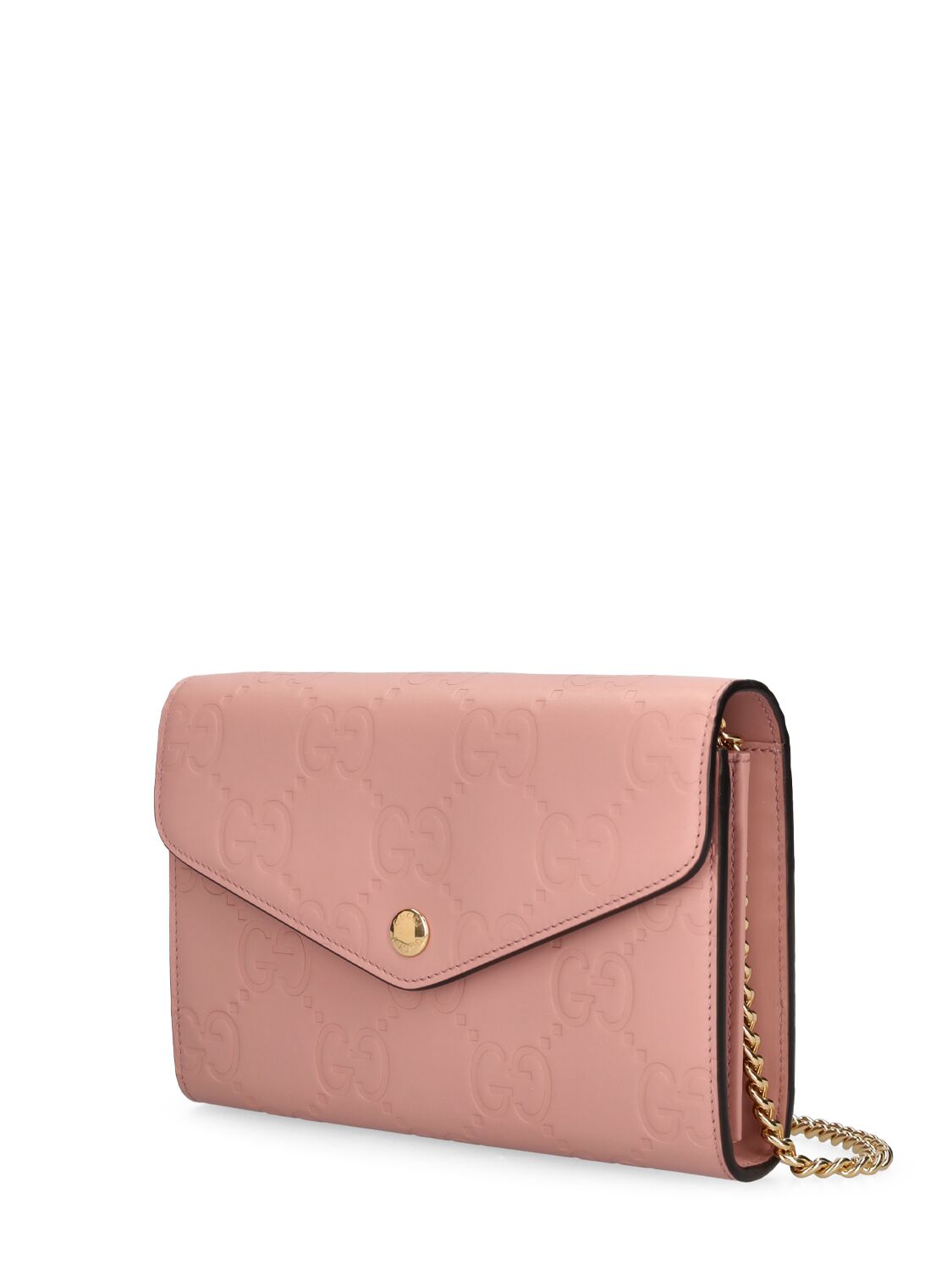 Shop Gucci Gg Leather Chain Wallet In Pink