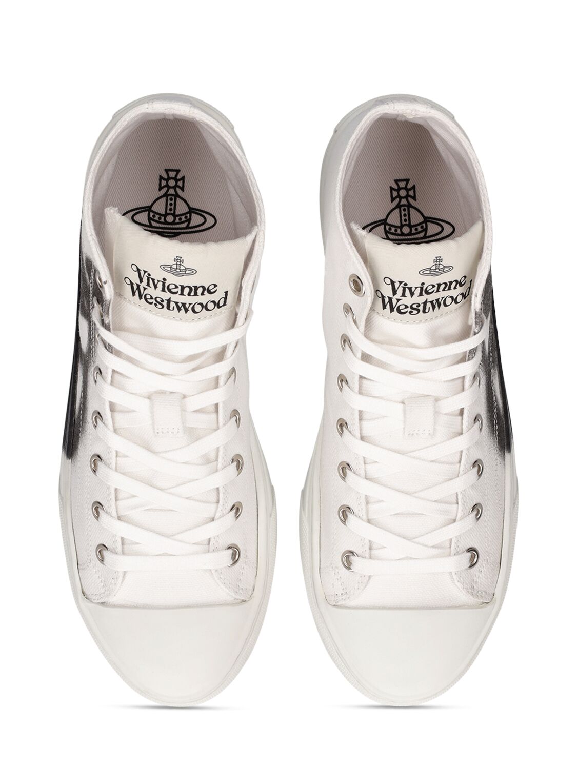 Shop Vivienne Westwood Plimsoll High Top Canvas Sneakers In White,black
