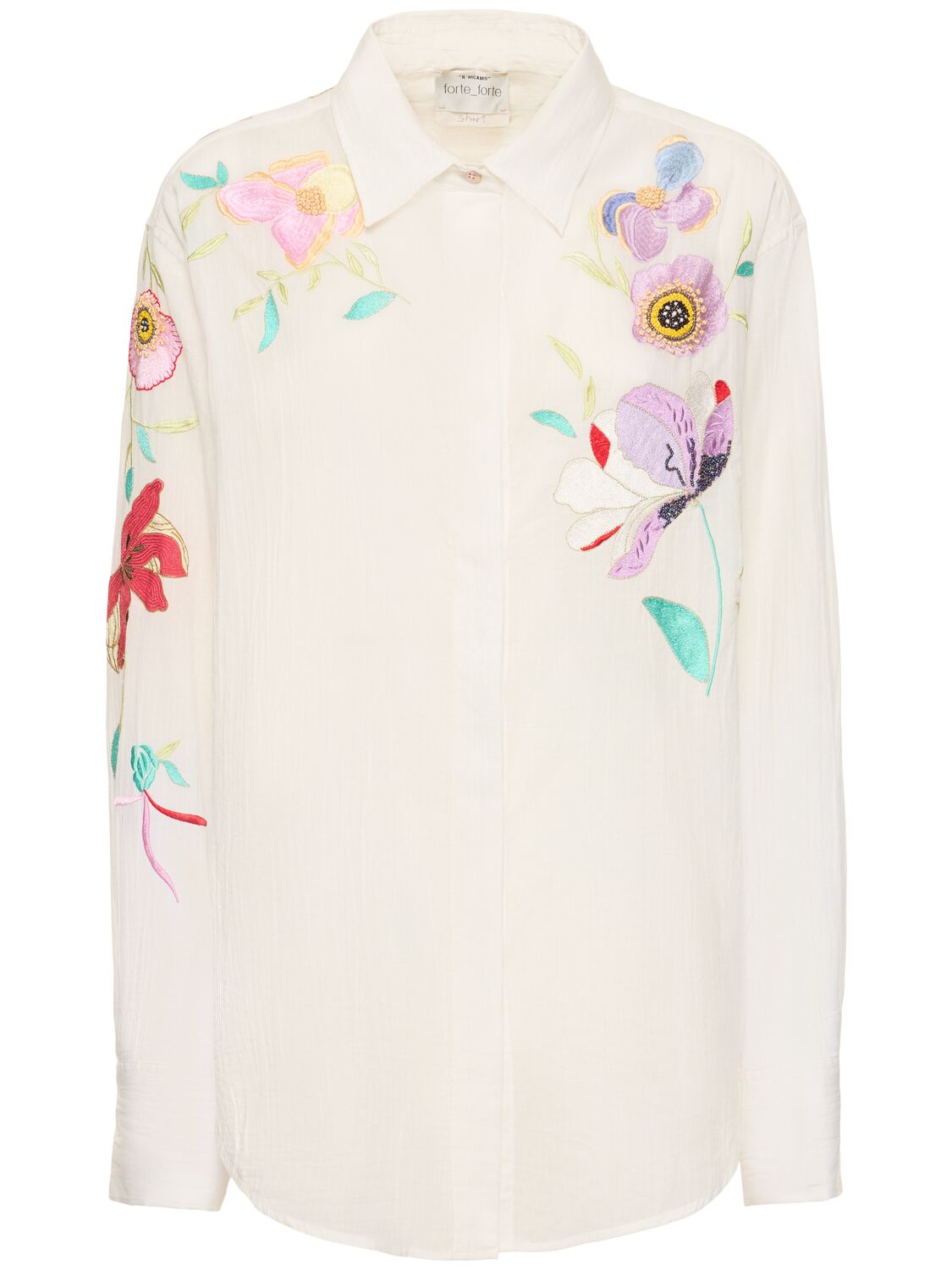 Shop Forte Forte Heaven Embroidered Cotton Voile Shirt In Multicolor