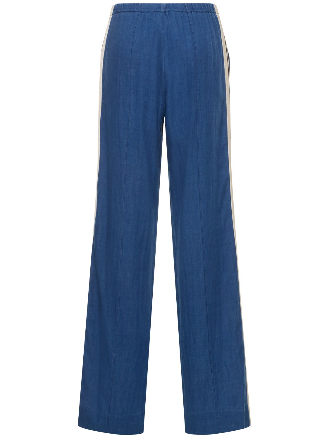 Shop Palm Angels Cotton Chambray Track Pants In Indigo