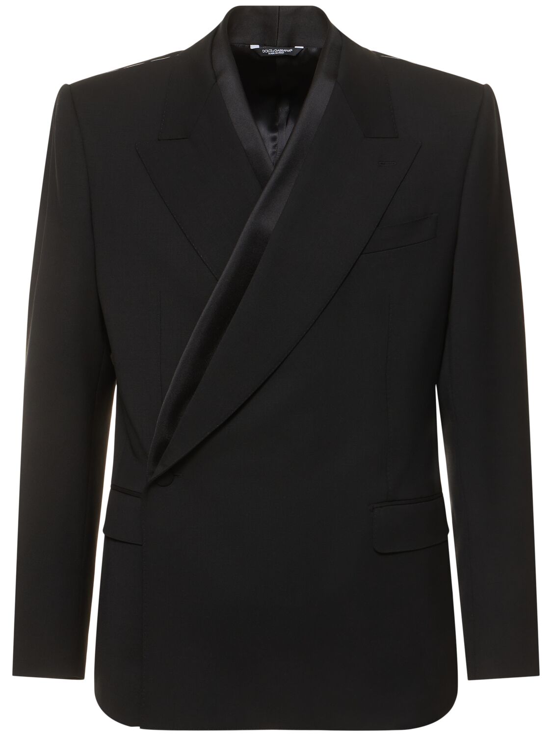 Dolce & Gabbana Double Breasted Wool Blend Jacket In Black