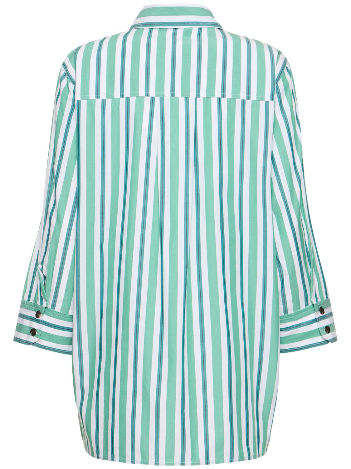 Shop Ganni Striped Cotton Shirt In Multicolor