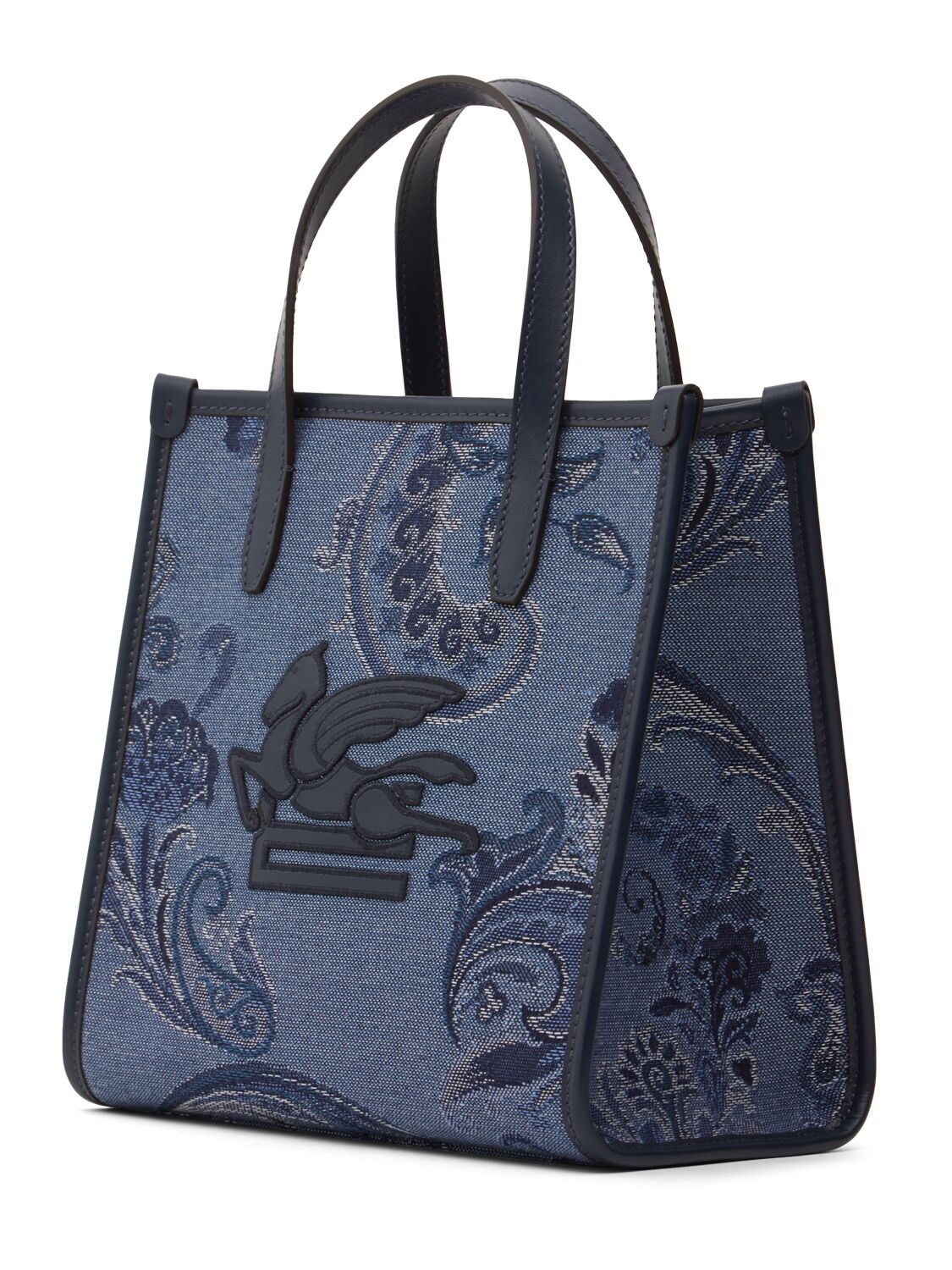 Shop Etro Small Love Trotter Denim Jacquard Bag In 蓝色/多色