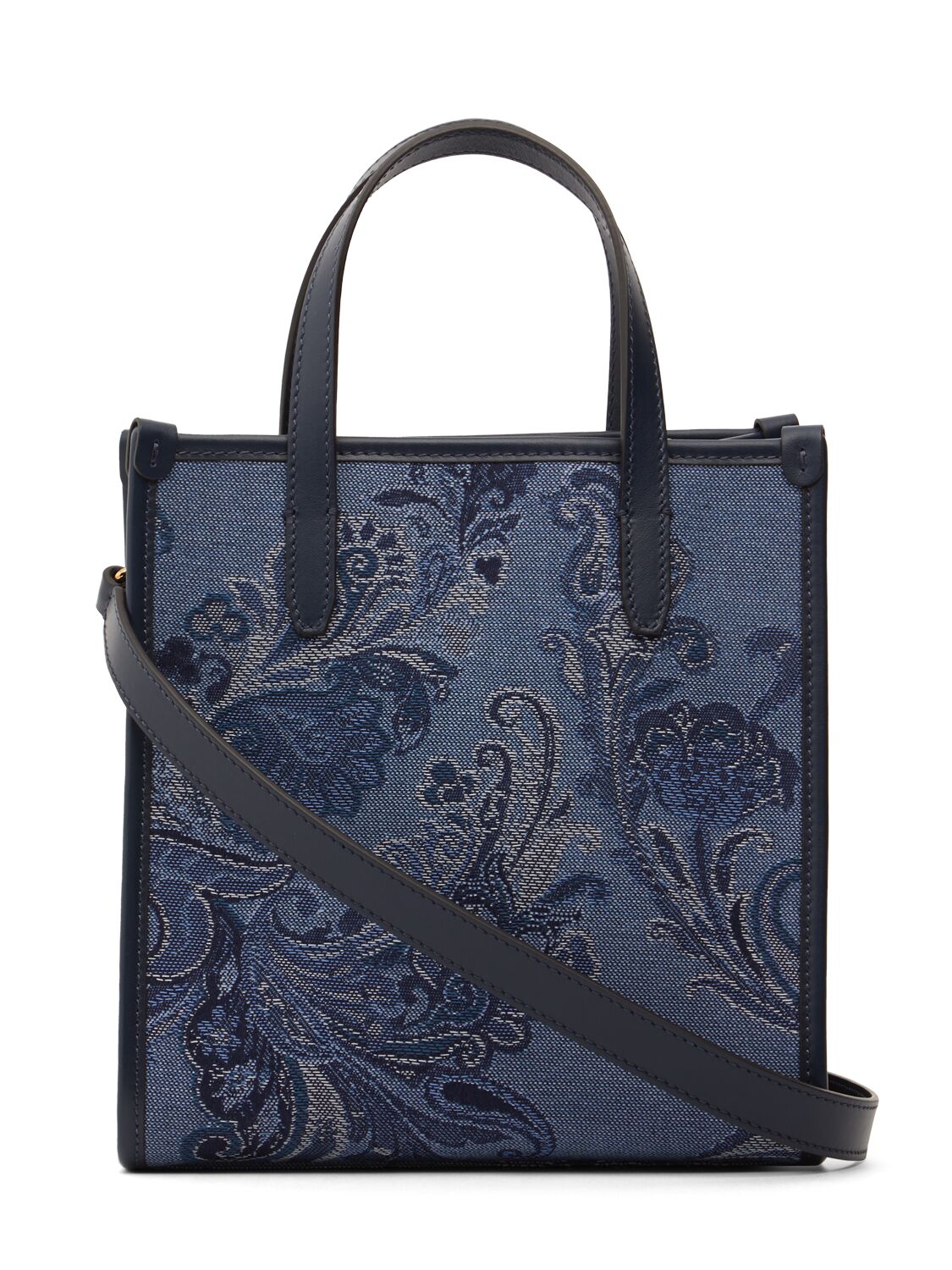 Shop Etro Small Love Trotter Denim Jacquard Bag In 蓝色/多色