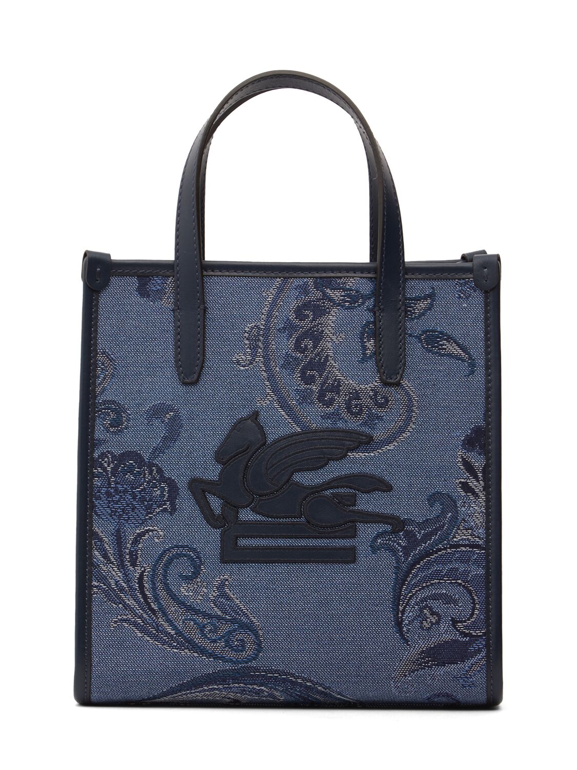 Etro Small Love Trotter Denim Tote Bag In 蓝色/多色