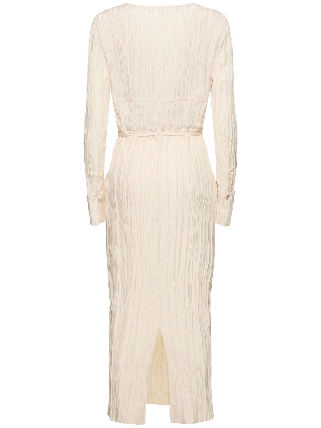 Altuzarra Carol Long Sleeve Satin Midi Dress In Beige