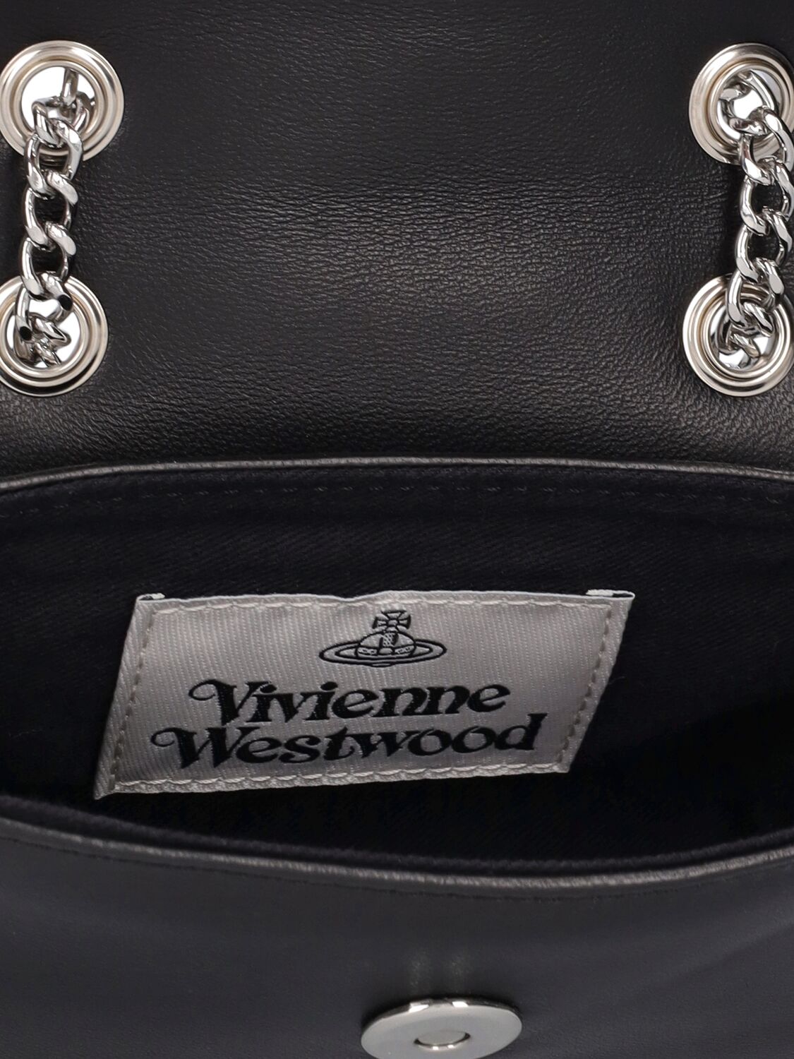 Shop Vivienne Westwood Small Leather Shoulder Bag W/chain In Black