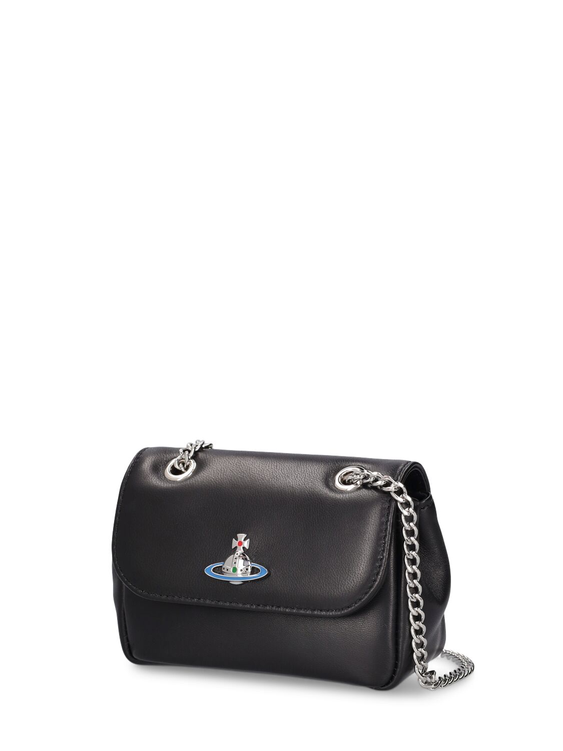 Shop Vivienne Westwood Small Leather Shoulder Bag W/chain In Black