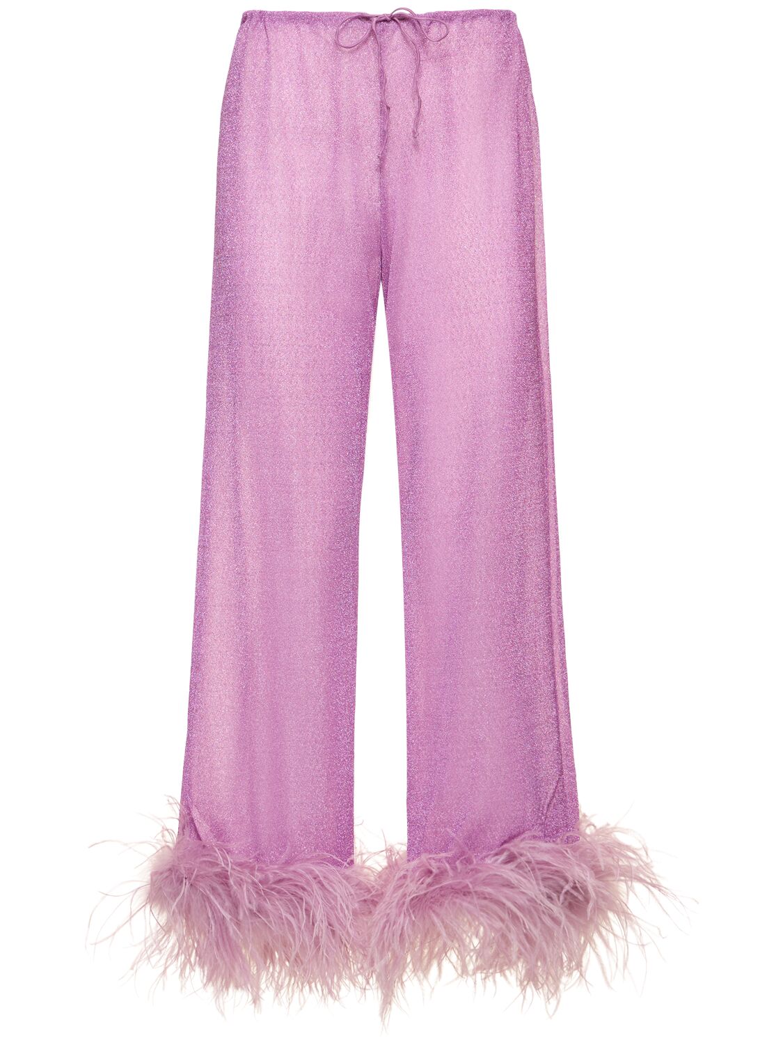 Oséree Swimwear Lumière Long Pants W/ Feathers In Purple
