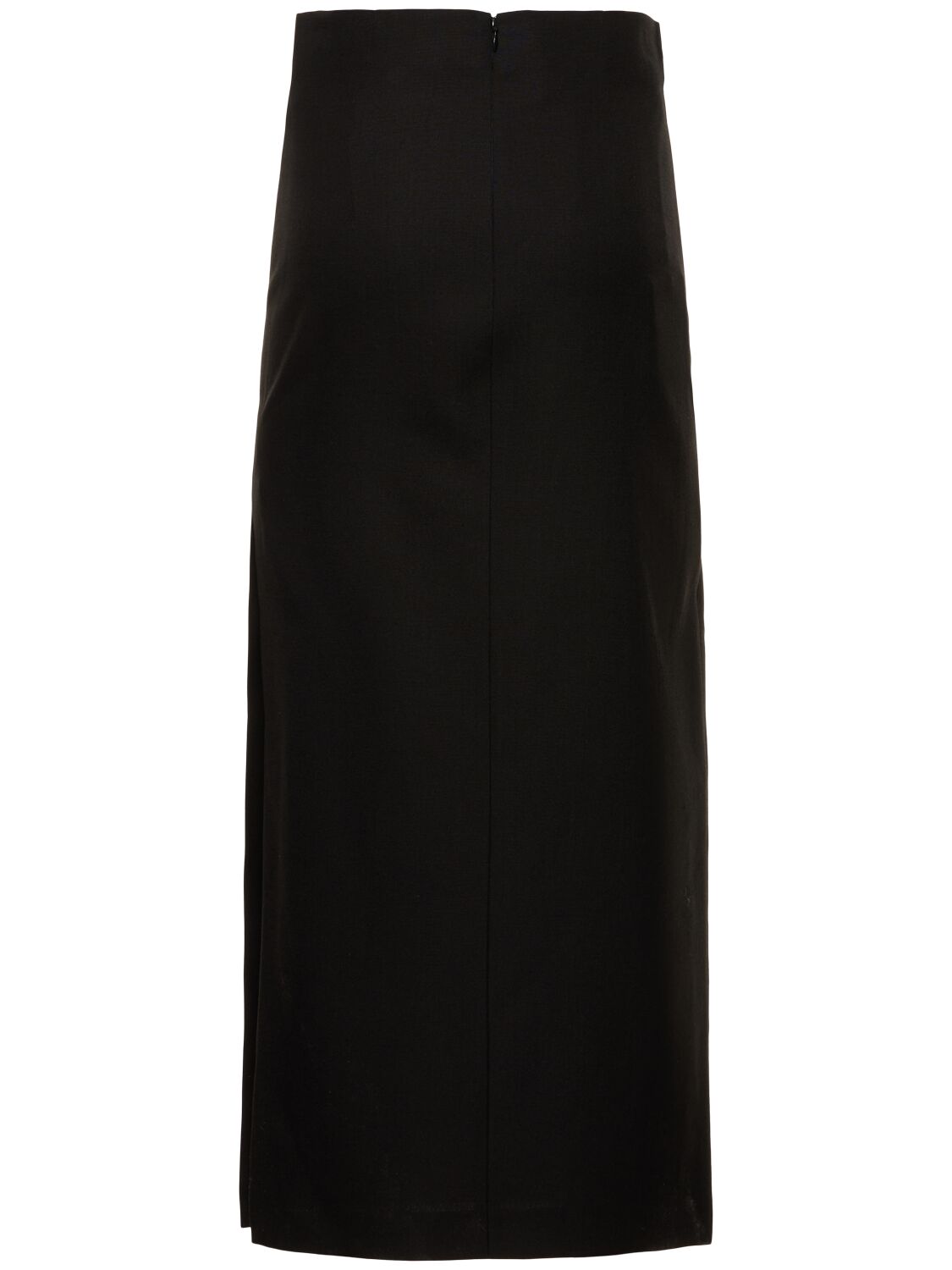 Shop Philosophy Di Lorenzo Serafini Linen Blend Side Split Long Skirt In Black
