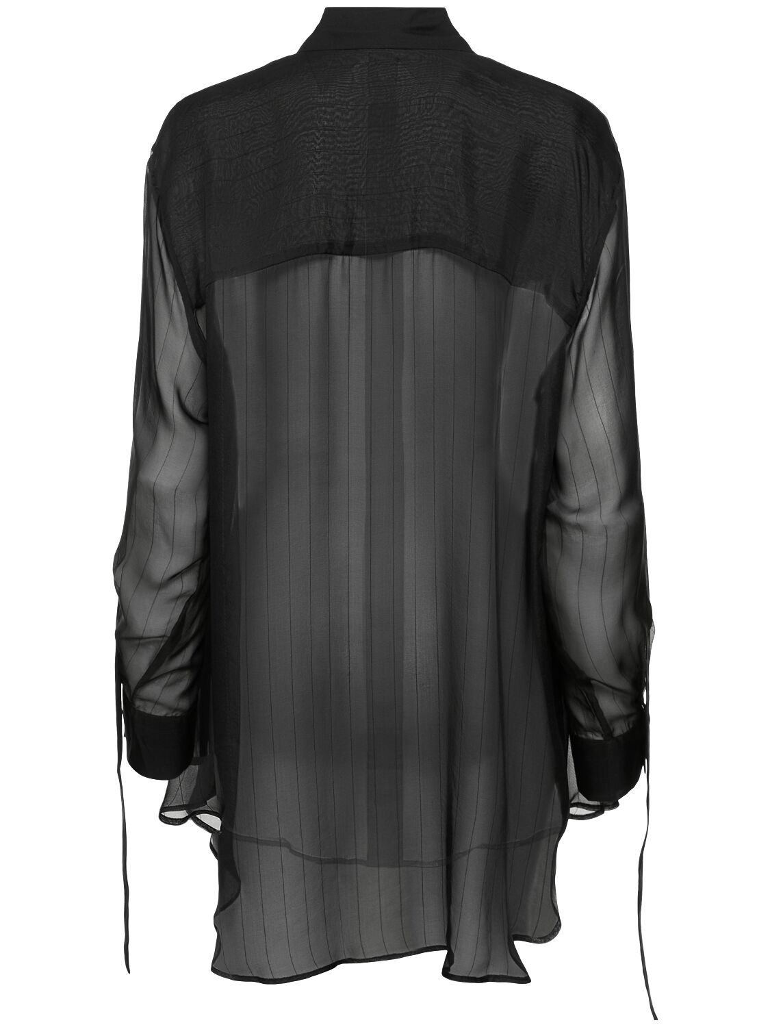 Shop St.agni Pinstripe Silk Shirt In Black