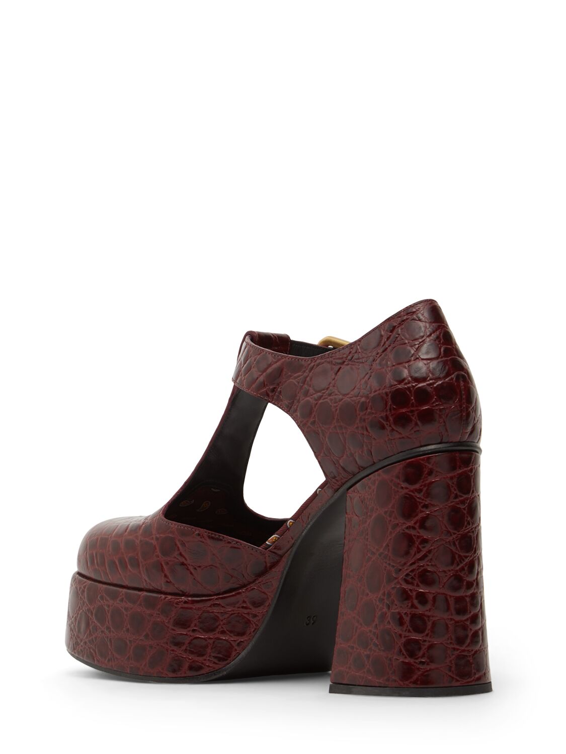 Shop Etro 105mm Croc Embossed Leather Pumps In Burgundy