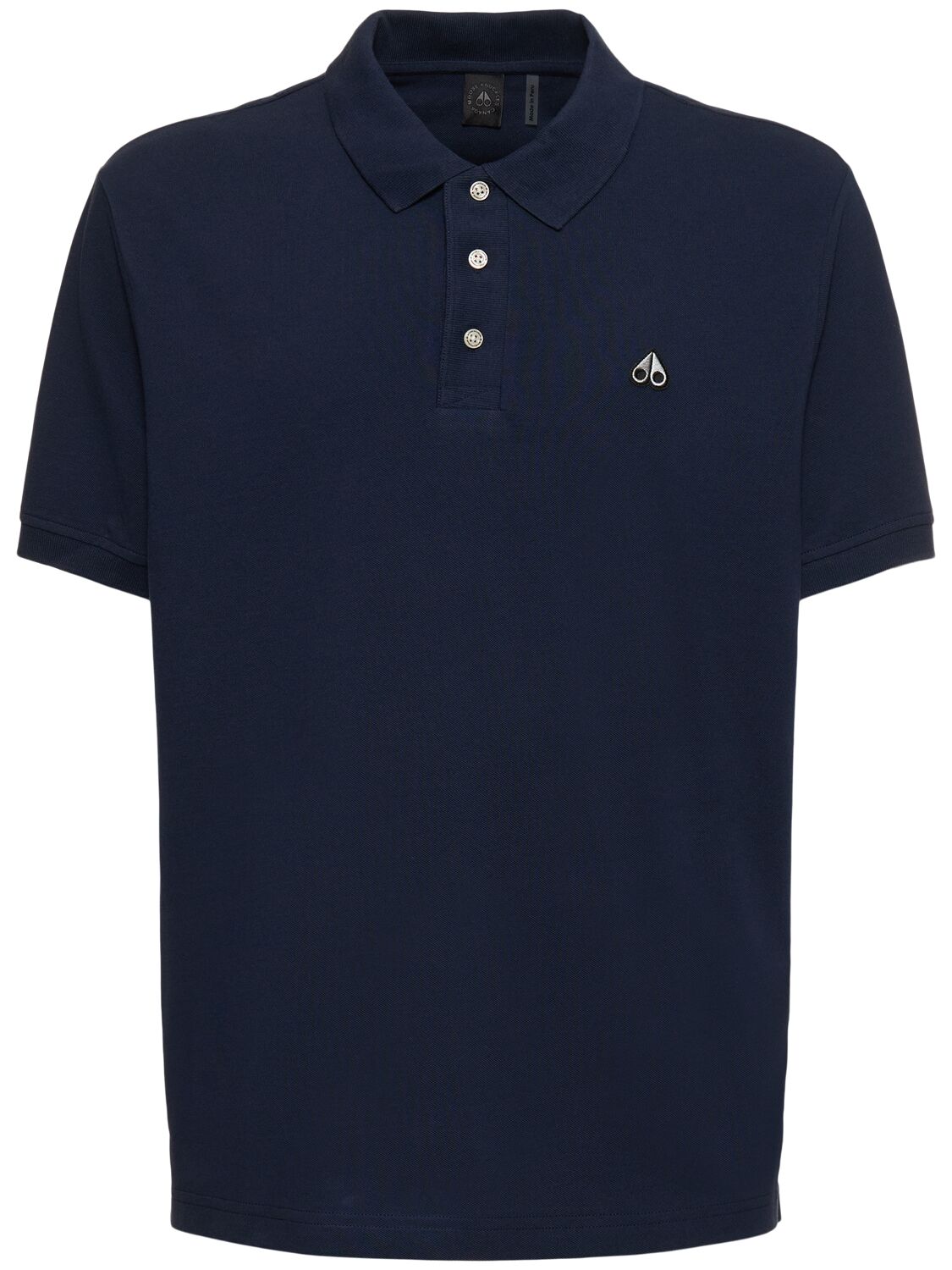 Shop Moose Knuckles Piqué Cotton Polo Shirt In Navy
