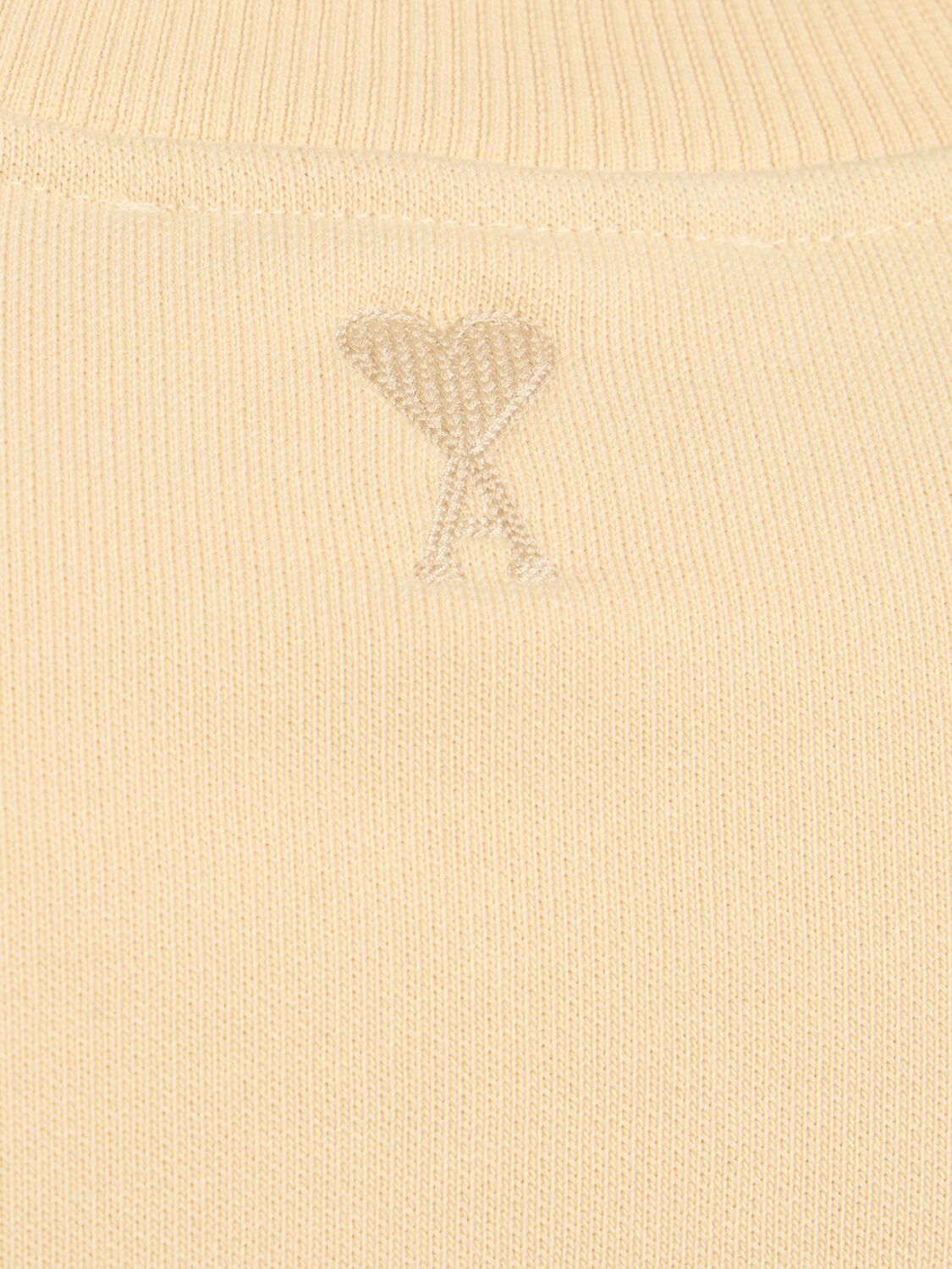 Shop Ami Alexandre Mattiussi Logo Printed Boxy Sweatshirt In Cream