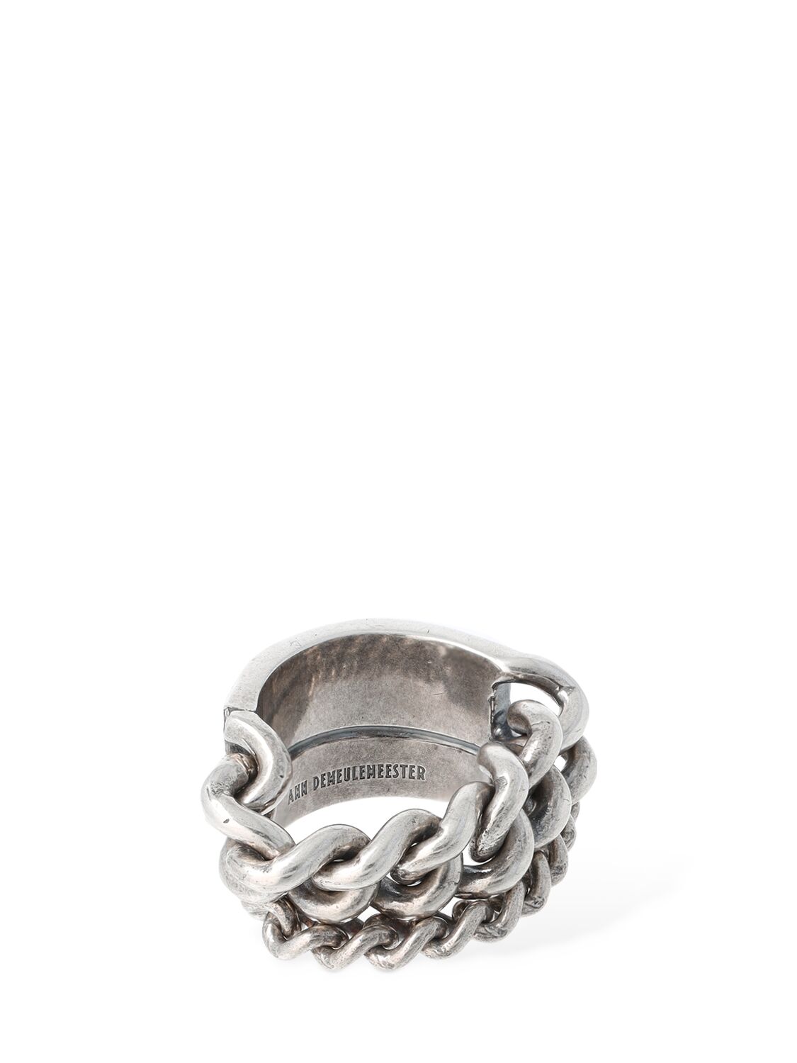 Shop Ann Demeulemeester Ize Double Chain Ring In Silver