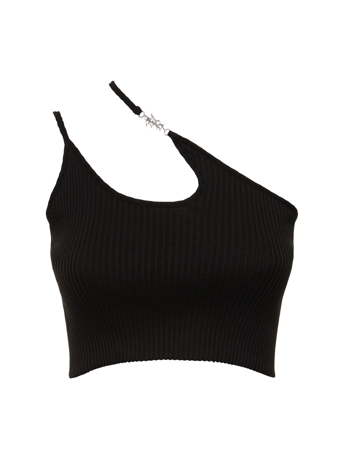 Image of Asymmetric Knit Cropped Top