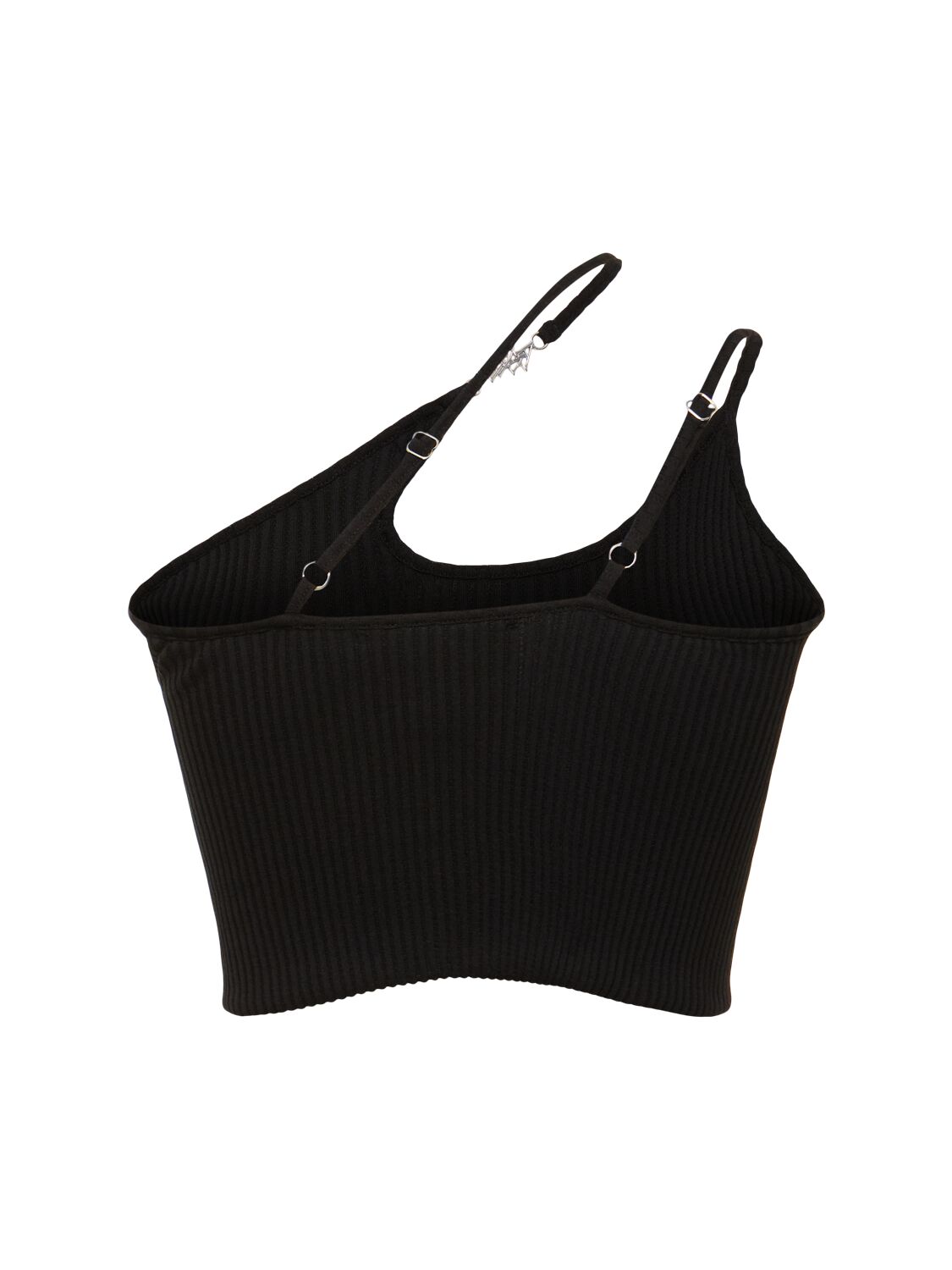 Shop Amiri Asymmetric Knit Cropped Top In Black