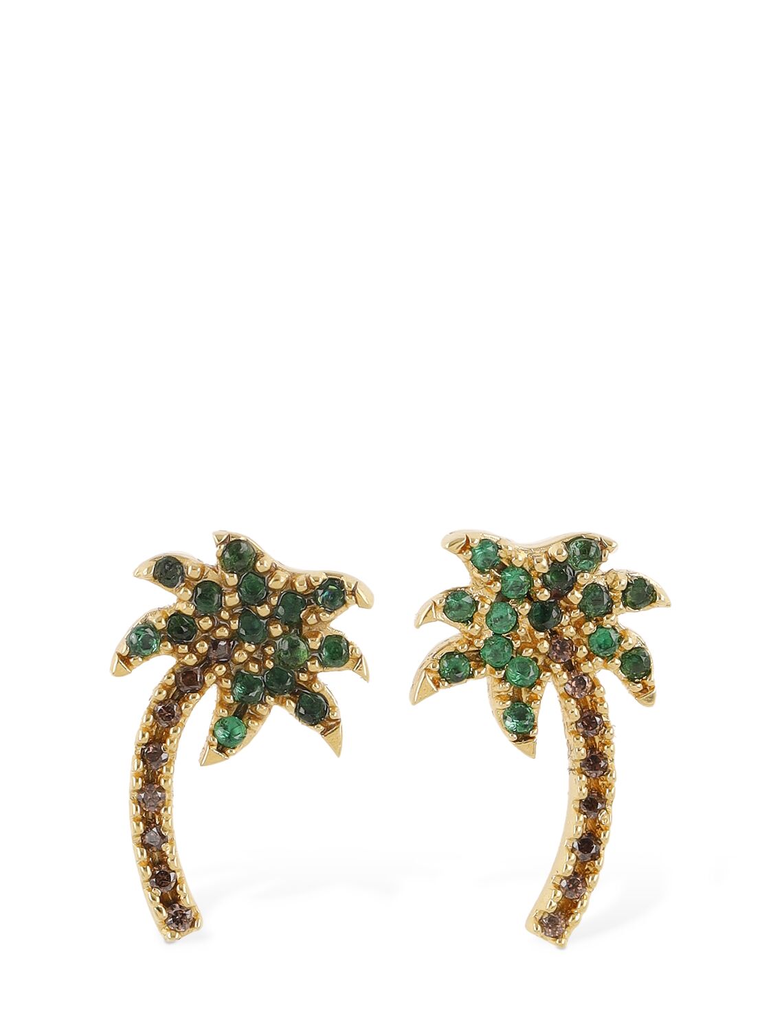 Palm Angels Palm Crystal & Brass Clip-on Earrings In Green