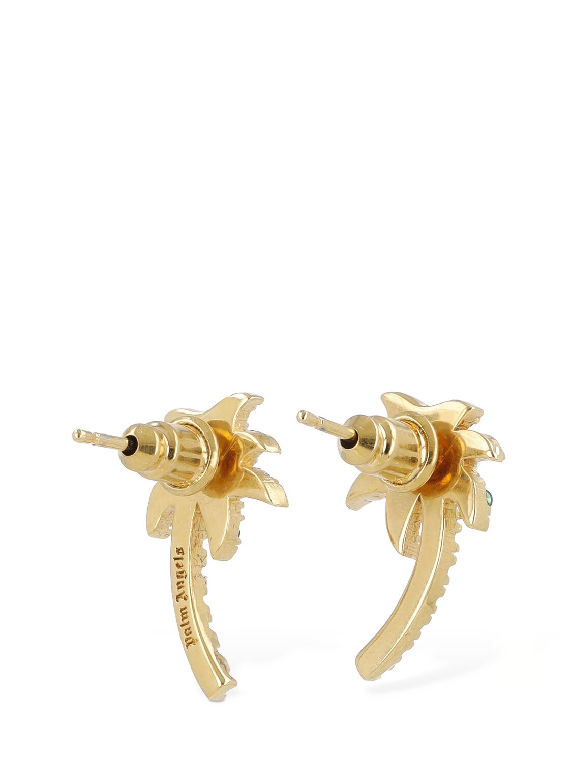 Shop Palm Angels Palm Crystal & Brass Clip-on Earrings In Green