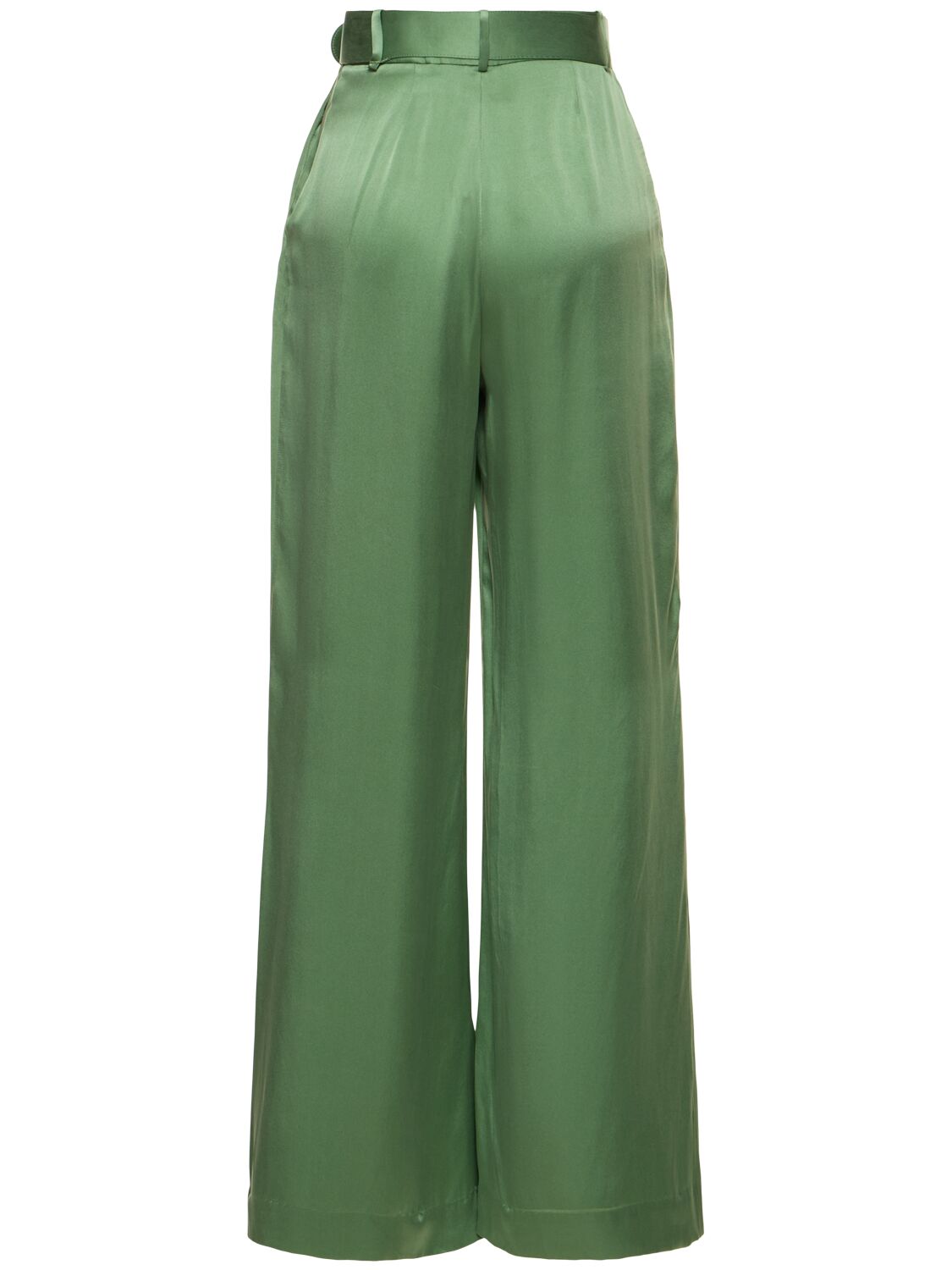 Shop Zimmermann Silk Tuck Wide Pants In Green