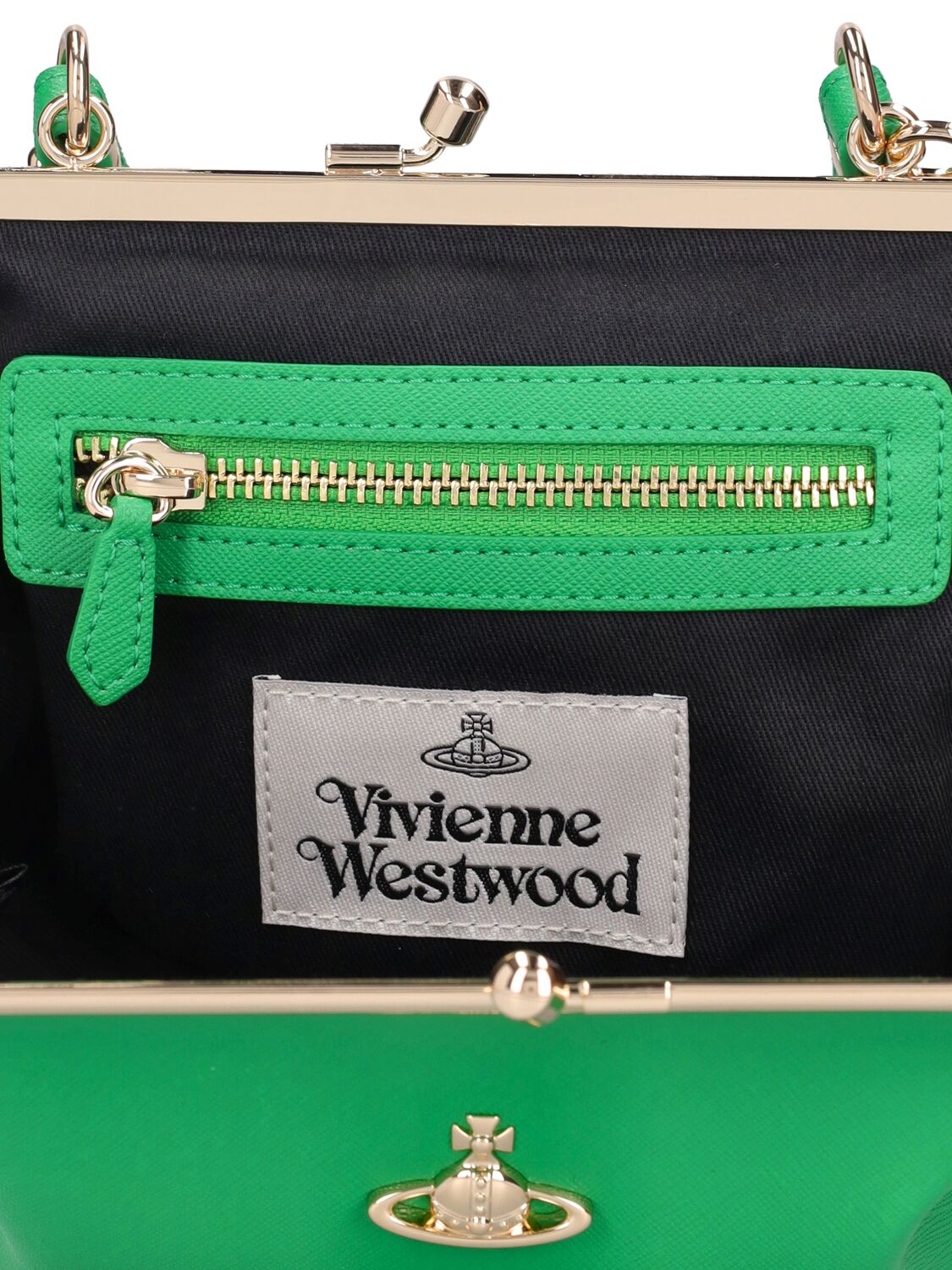 Shop Vivienne Westwood Granny Frame Leather Top Handle Bag In Bright Green