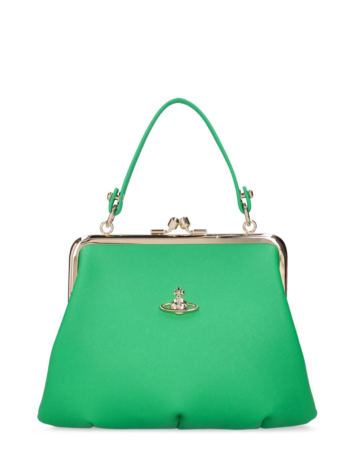 Vivienne Westwood Granny Frame Leather Top Handle Bag In Bright Green