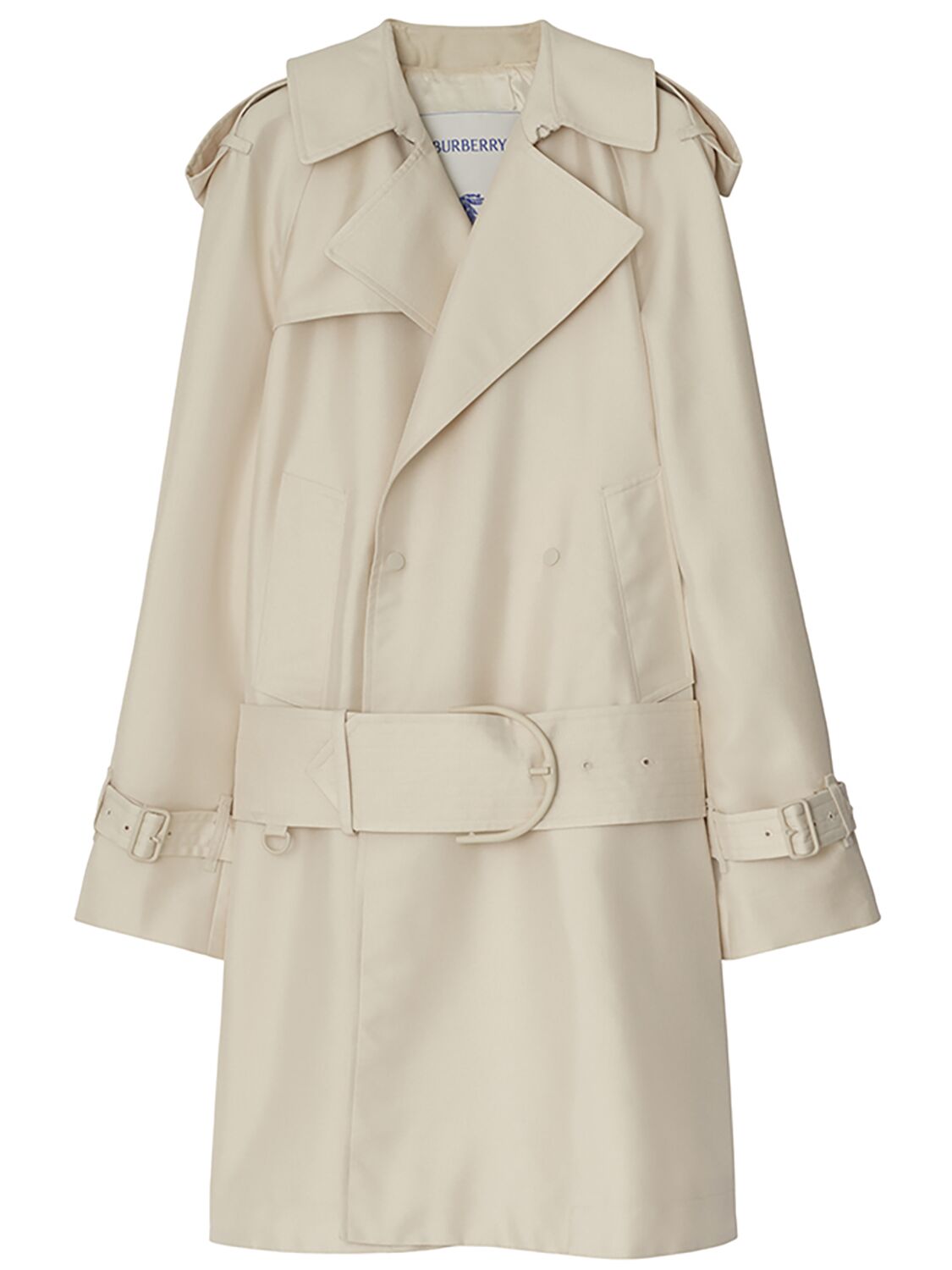 Image of Belted Double Breast Gabardine Trench
