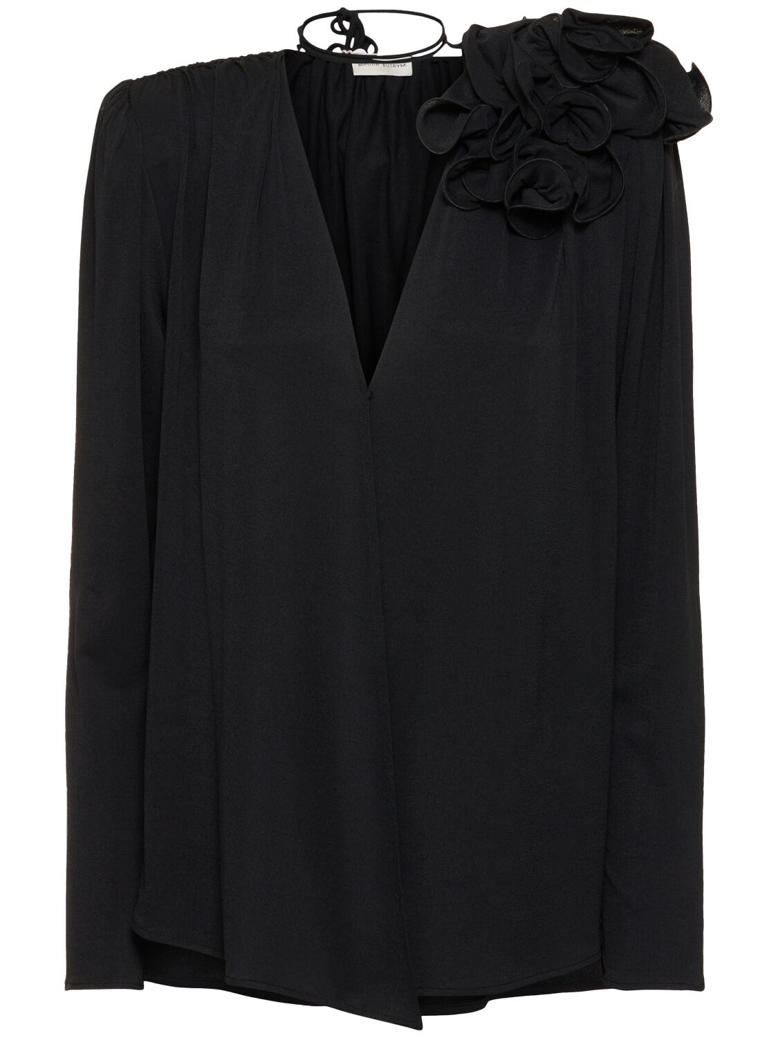 Magda Butrym Jersey Shirt W/ Flowers In Black