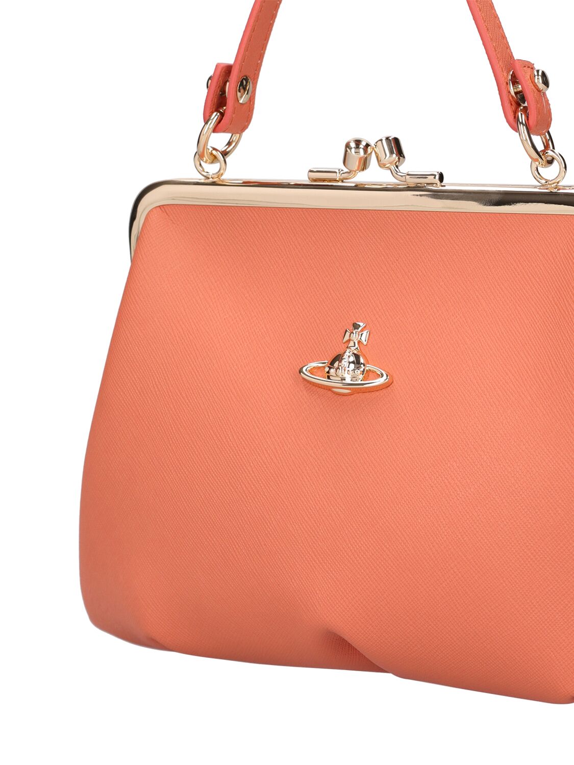 Shop Vivienne Westwood Granny Frame Leather Top Handle Bag In Orange