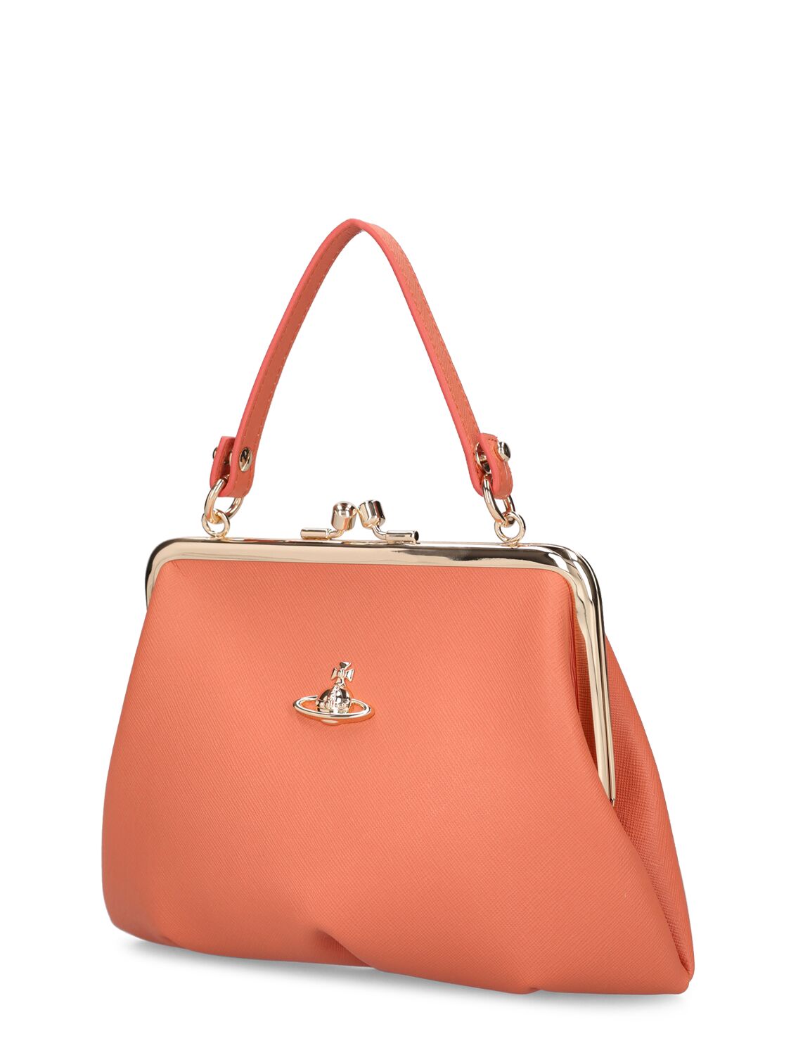Shop Vivienne Westwood Granny Frame Leather Top Handle Bag In Orange