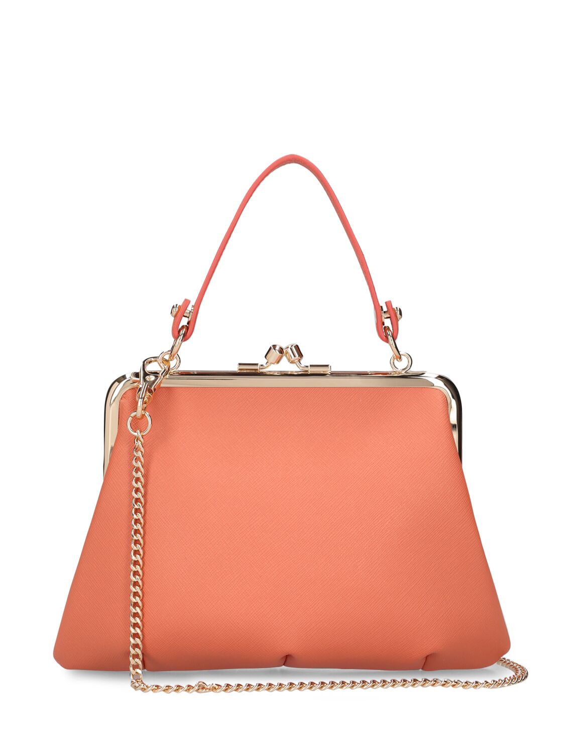Shop Vivienne Westwood Granny Frame Leather Top Handle Bag In Orange