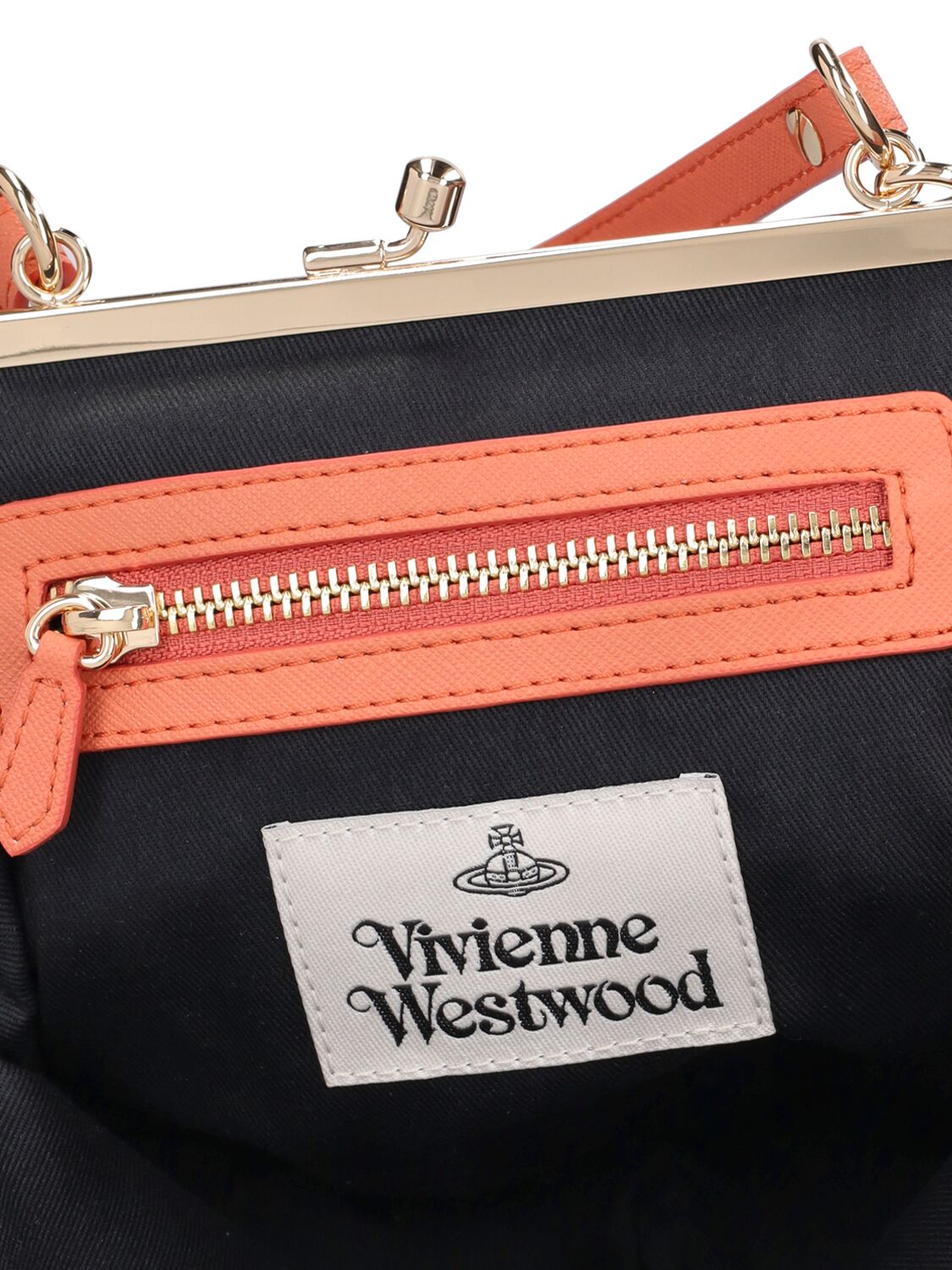 Shop Vivienne Westwood Granny Frame Leather Top Handle Bag In Orange