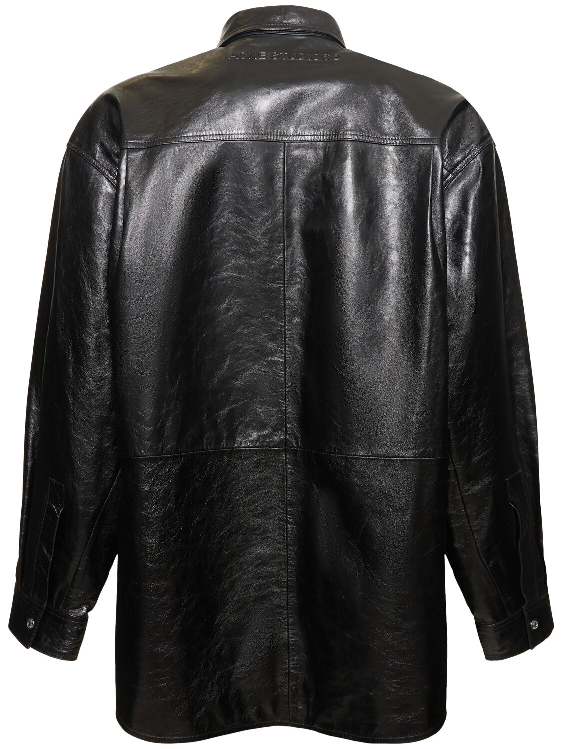Shop Acne Studios Letar Shiny Nappa Leather Shirt Jacket In Black