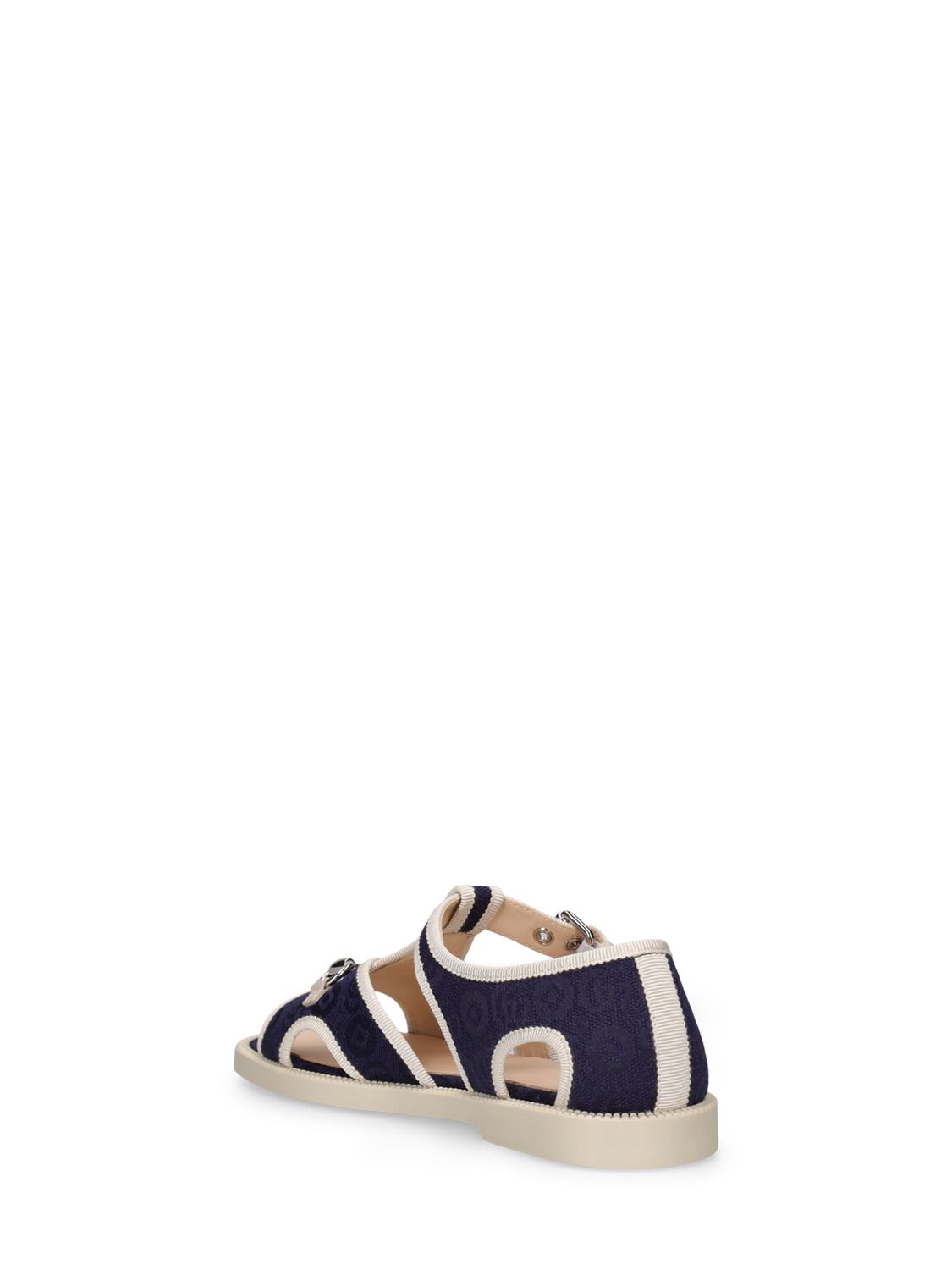 Shop Gucci Cotton Blend Sandals In White,navy