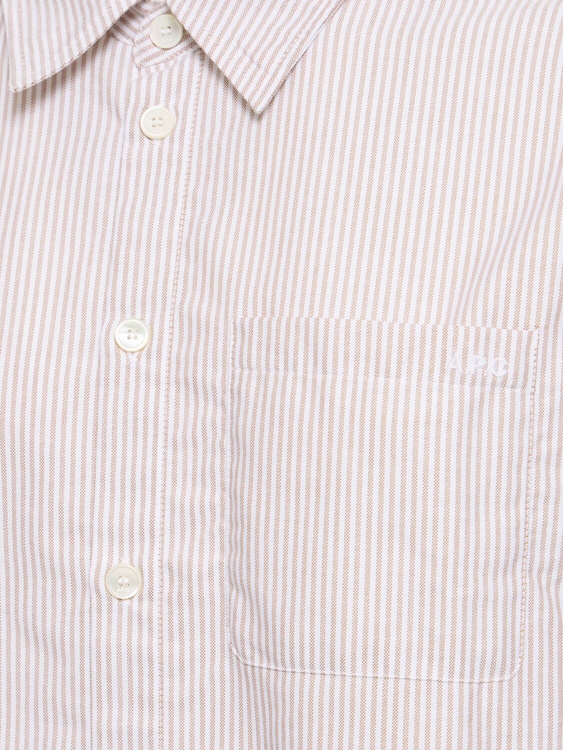 Shop Apc Boyfriend Logo Cotton Poplin Shirt In Beige